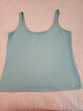 Simply Emma Women’s Sleeveless Tank Top Pastel Aqua Cotton Spandex 1X